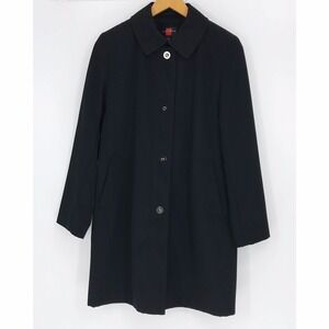 Gallery Jacket Womens Basic Mid Length Black Collared Rain Coat Size Small